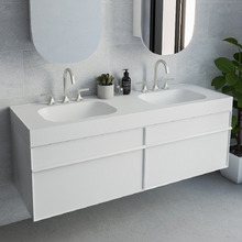 Mia 1500mm Matte White Wall Hung Double Basin with Overflow